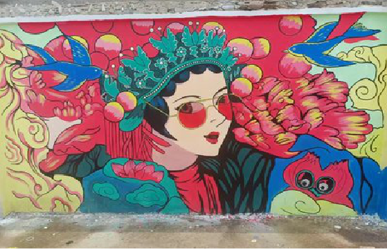 轵城墙体彩绘-网红墙